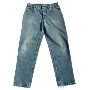 Vintage Levis 545 Denim Loose Fit Gold Tab Zipper Made USA Blue Tag 34 Act 33